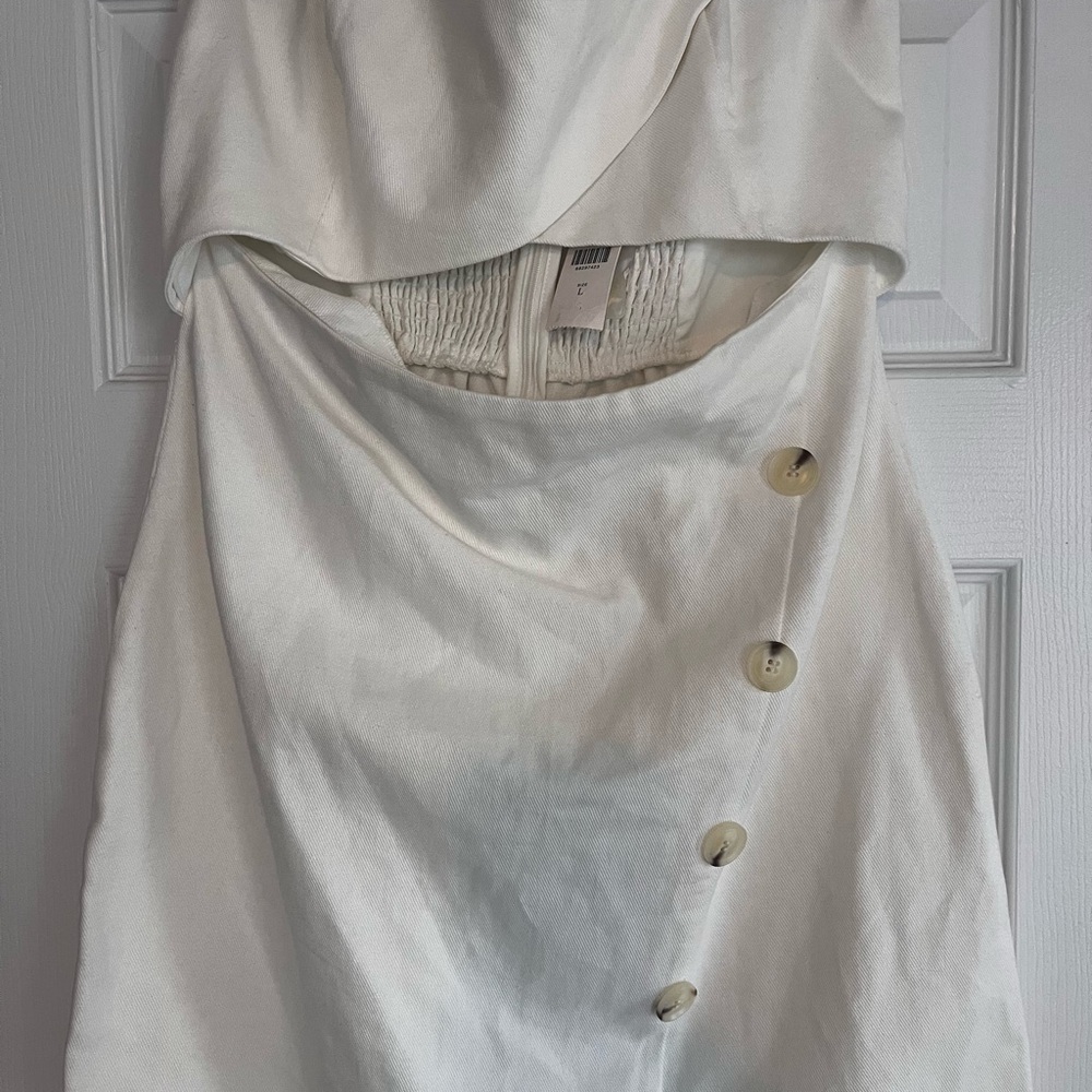 Anthropologie White Cutout Halter Dress